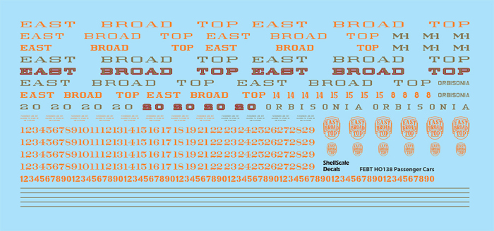 (image for) EBT Passenger Car Decal Lettering, HO scale